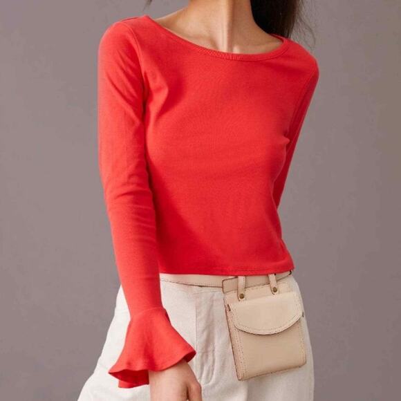 Anthropologie Flouncy Red Top - New - Size Medium - Picture 3 of 6